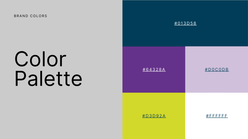 Amdtkord Construction colour palette with teal, gold and charcoal brand colours.