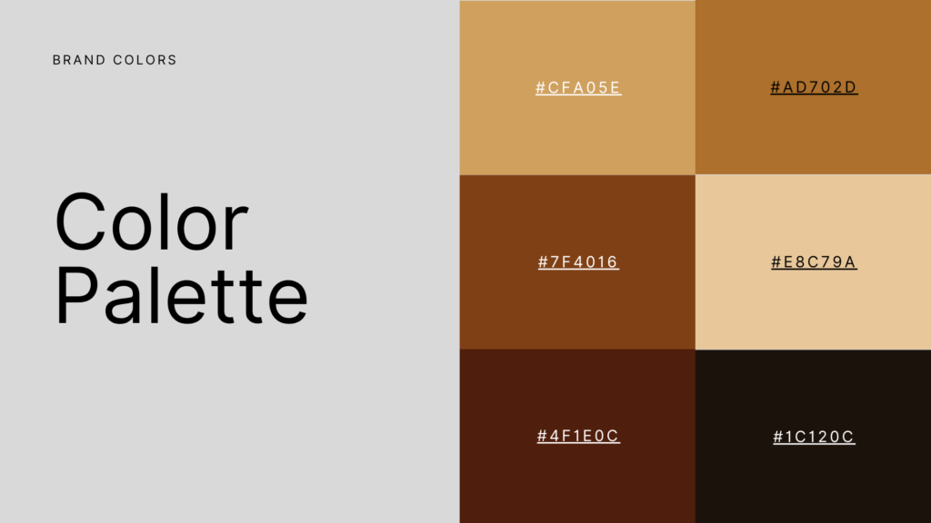 LUNEMIEL Atelier luxury bakery colour palette featuring caramel, honey, espresso, cream, cocoa and deep black tones.